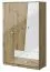 Drehtürenschrank / Kleiderschrank Sirte 03, Farbe: Eiche / Weiß Hochglanz - Abmessungen: 190 x 120 x 50 cm (H x B x T)