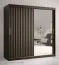 Schlichter Kleiderschrank mit 10 Fächern Balmenhorn 88, Farbe: Schwarz matt - Abmessungen: 200 x 180 x 62 cm (H x B x T), mit einer Spiegeltür