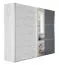 Schiebetürenschrank / Kleiderschrank Sabadell 23, Farbe: Eiche weiß / Anthrazit- Abmessungen: 222 x 269 x 64 cm (H x B x T)