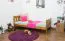 Kinderbett / Jugendbett  Kiefer Vollholz massiv Eichefarben A22, inkl. Lattenrost - Abmessung 90 x 200 cm 