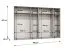 Kleiderschrank / Drehtürenschrank mit sechs Spiegeltüren | Farbe: Walnuss | 3 Meter breit | Griffe: Schwarz | vier Fächer | vier Kleiderstangen | Soft-Close