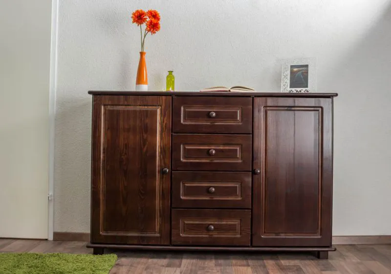 Kommode Kiefer massiv Vollholz Nussfarben 007 - Abmessung 100 x 150 x 45 cm  (H x B x T)