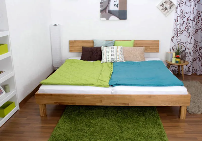 Eiche-Bett massiv | 200 x 200 cm | Eiche | Geölt Abbildung
