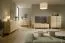 Kommode | 4 Türen | Farbe: Eiche Vicenza | 8 Fächer | Push-to-open Funktion | 100 x 38 x 125 cm | Highboard | ABS-Kanten | Holzbeine | weiche Linien