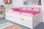 Kinderbett / Jugendbett "Easy Premium Line" K1/2h inkl. 2. Liegeplatz und 2 Abdeckblenden, 90 x 200 cm Buche Vollholz massiv weiß lackiert