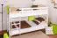 Etagenbett für Erwachsene "Easy Premium Line" K19/n, Kopf- und Fußteil mit Löchern, Buche Vollholz massiv Weiß - 90 x 200 cm (B x L), teilbar