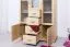 Vitrine / Kleiderschrank Columba 01 | Kiefer massiv | Farbe: Natur |121 x 50 x 194 cm (L x T x H) | 11 Fächer | Milchglasscheiben | 4 Schubladen