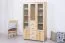 Vitrine / Kleiderschrank Columba 01 | Kiefer massiv | Farbe: Natur |121 x 50 x 194 cm (L x T x H) | 11 Fächer | Milchglasscheiben | 4 Schubladen