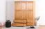Kleiderschrank Kiefer Vollholz massiv Erlefarben Junco 03 - Abmessungen: 195 x 154 x 60 cm (H x B x T)
