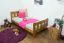 Kinderbett / Jugendbett  Kiefer Vollholz massiv Eichefarben A22, inkl. Lattenrost - Abmessung 90 x 200 cm 