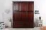 Kleiderschrank Kiefer Vollholz massiv Walnussfarben Junco 03 - Abmessungen: 195 x 154 x 60 cm (H x B x T)