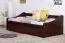 Jugendbett / Funktionsbett Kiefer massiv Vollholz Walnussfarben 93, inkl. Lattenrost - 90 x 200 cm (B x L)