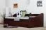 Jugendbett / Funktionsbett Kiefer massiv Vollholz Walnussfarben 93, inkl. Lattenrost - 90 x 200 cm (B x L)