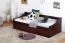 Jugendbett / Funktionsbett Kiefer massiv Vollholz Walnussfarben 93, inkl. Lattenrost - 90 x 200 cm (B x L)