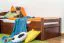 Kinderbett / Jugendbett "Easy Premium Line" K1/2h inkl. 2. Liegeplatz und 2 Abdeckblenden, 90 x 200 cm Buche Vollholz massiv dunkelbraun lackiert