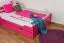 Einzelbett / Funktionsbett "Easy Premium Line" K4, inkl. 2 Schubladen und 1 Abdeckblende, 140 x 200 cm Buche Vollholz massiv rosa lackiert