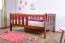Kinderbett / Juniorbett Kiefer massiv Vollholz Nussfarben 96, inkl. Lattenrost - 90 x 160 cm (B x L)