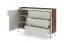 Wohnzimmer Set D | 3-teilig | Farbe: Kaschmir / Alba-Walnuss | Push-to-open Funktion | Beine aus Metall | 1 Regal | 1 langes Sideboard | 1 kurzes Sideboard