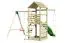 Spielturm 15 inkl. Wellenrutsche, Kletterwand, Doppelschaukel-Anbau und Strickleiter - Abmessungen: 350 x 345 cm