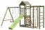 Spielturm PZ38-MG1, inkl. Wellenrutsche, Doppelschaukel-Anbau, Sandkasten, Kletterwand und Kletteranbau mit Kletternetz, Strickleiter und Kletterseil, 438 x 346 cm, Kinderspielturm, Klettergerüst