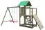 Spielturm S15 inkl. Wellenrutsche, Doppelschaukel-Anbau, Balkon, Sandkasten, Kletterwand und Holzleiter - Abmessungen: 430 x 380 cm (B x T)