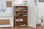 Schuhschrank Manase 11, Farbe: Eiche Braun / Weiß Hochglanz - 94 x 63 x 36 cm (H x B x T)