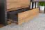 Vitrine Selun 09, Farbe: Eiche Dunkelbraun / Grau - 197 x 90 x 43 cm (H x B x T)