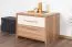 Nachtkommode Gataivai 12, Farbe: Beige Hochglanz / Walnuss - 41 x 57 x 41 cm (H x B x T)