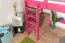 Hochbett 90 x 200 cm für Erwachsene, "Easy Premium Line" K22/n, Buche Massivholz rosa lackiert, teilbar