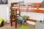 Hochbett 90 x 190 cm, "Easy Premium Line" K22/n, Buche Massivholz Dunkelbraun, teilbar