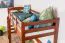 Hochbett 90 x 190 cm, "Easy Premium Line" K22/n, Buche Massivholz Dunkelbraun, teilbar