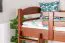 Hochbett 90 x 190 cm, "Easy Premium Line" K22/n, Buche Massivholz Dunkelbraun, teilbar