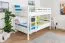 Etagenbett für Erwachsene "Easy Premium Line" K24/n, Kopf- und Fußteil gerade, Buche Vollholz massiv weiß lackiert - Liegefläche: 120 x 190 cm, teilbar