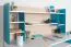 Jugendzimmer - Schreibtischaufsatz Aalst 25, Farbe: Eiche / Weiß / Blau - Abmessungen: 55 x 125 x 24 cm (H x B x T)