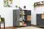 Vitrine Vaitele 22, Farbe: Anthrazit Hochglanz / Walnuss - 117 x 92 x 40 cm (H x B x T)