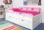Bettrahmen für Kinder / Ausziehbett / Kinderbett 90 x 200 cm | Massivholz: Buche | Weiß Lackiert | inkl. 2. Liegeplatz 90 x 190 cm ausziehbar und 2 Rollrost | besonders hohe Qualität Abbildung