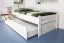 Bettrahmen für Kinder / Ausziehbett / Kinderbett 90 x 200 cm | Massivholz: Buche | Weiß Lackiert | inkl. 2. Liegeplatz 90 x 190 cm ausziehbar und 2 Rollrost | besonders hohe Qualität Abbildung
