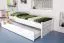 Bettrahmen für Kinder / Ausziehbett / Kinderbett 90 x 200 cm | Massivholz: Buche | Weiß Lackiert | inkl. 2. Liegeplatz 90 x 190 cm ausziehbar und 2 Rollrost | besonders hohe Qualität Abbildung