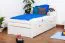 Bettrahmen für Kinder / Kinderbett 90 x 200 cm | Massivholz: Buche | Weiß Lackiert | inkl. 2. Liegeplatz 90 x 190 cm ausziehbar (Rollbett) und 2 Rollrost | besonders hohe Qualität Abbildung