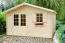 Holz-Gartenhaus 3,98 x 3,98 Meter (inkl. Dach) | Naturbelassen | Satteldach | 44 mm Blockbohlen-Haus Abbildung
