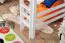 Weißes Kinder-Hochbett 120 x 190 cm | Massivholz: Buche | Weiß Lackiert | umbaubar in Einzelbett | Premium-Qualität | inkl. Rollrost Abbildung