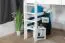 Weißes Kinder-Hochbett 160 x 190 cm | Massivholz: Buche | Weiß Lackiert | umbaubar in Einzelbett | Premium-Qualität | inkl. Rollrost Abbildung