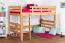 Jugendhochbett 120 x 200 cm | Massivholz: Buche | Natur Lackiert | umbaubar in Einzelbett | Premium-Qualität | inkl. Rollrost Abbildung