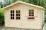Holz-Gartenhaus 3,48 x 3,98 Meter (inkl. Dach) | Naturbelassen | Satteldach | 44 mm Blockbohlen-Haus Abbildung