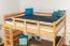 Jugendhochbett 140 x 200 cm | Massivholz: Buche | Natur Lackiert | umbaubar in Einzelbett | Premium-Qualität | inkl. Rollrost Abbildung