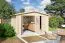 Holz-Gartenhaus 2,3 x 3,98 Meter (inkl. Dach) | Naturbelassen | Satteldach | 28 mm Blockbohlen-Haus Abbildung