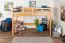 Kinderzimmer-Hochbett 90 x 190 cm | Massivholz: Buche | Natur Lackiert | umbaubar in Einzelbett | Premium-Qualität | inkl. Rollrost Abbildung