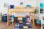 Jugendhochbett 120 x 190 cm | Massivholz: Buche | Natur Lackiert | umbaubar in Einzelbett | Premium-Qualität | inkl. Rollrost Abbildung