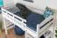 Weißes Kinderzimmer-Hochbett 90 x 190 cm | Massivholz: Buche | Weiß Lackiert | umbaubar in Einzelbett | Premium-Qualität | inkl. Rollrost Abbildung