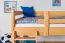 Jugendhochbett 120 x 190 cm | Massivholz: Buche | Natur Lackiert | umbaubar in Einzelbett | Premium-Qualität | inkl. Rollrost Abbildung